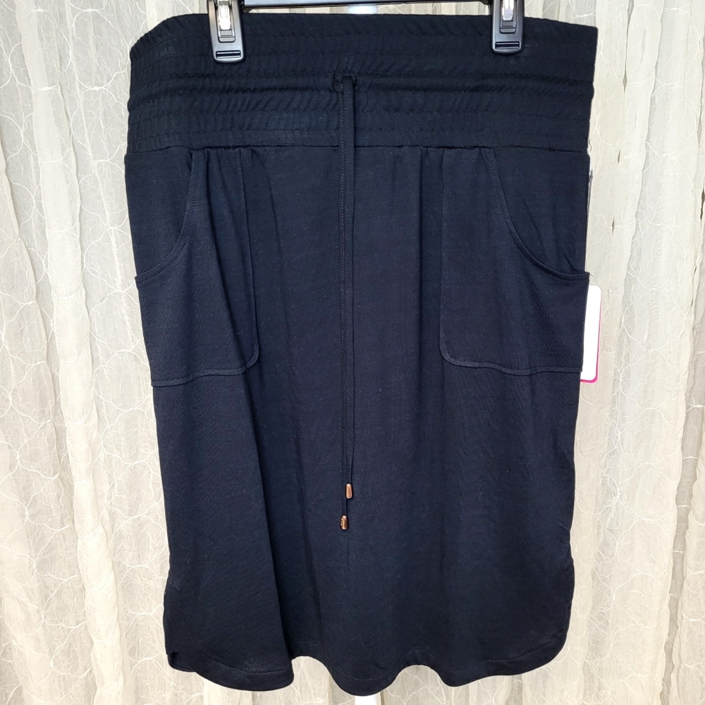 Jofit Oasis Black Mini Skirt Exaggerated  Drawstring Waistband Flattens Tummy